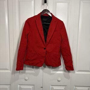 Banana Republic Blazer Women 6 Red Fitted Career Workwear Bold Preppy Classic